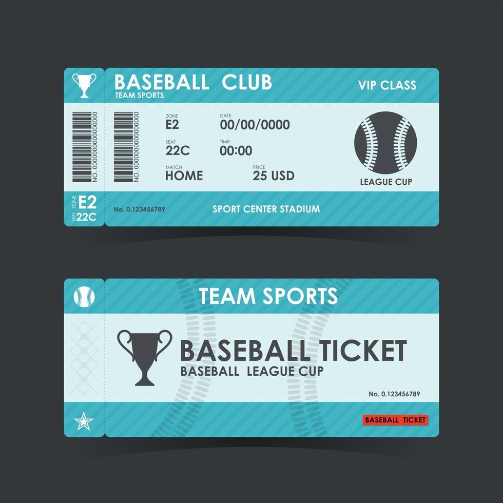 Baseball Ticket. guidelines for element design. Vector illustration