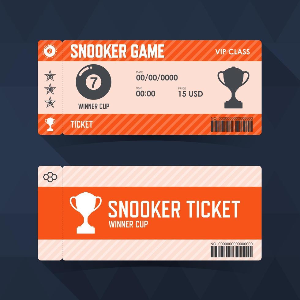 Snooker, ticket design guidelines. vector illustration