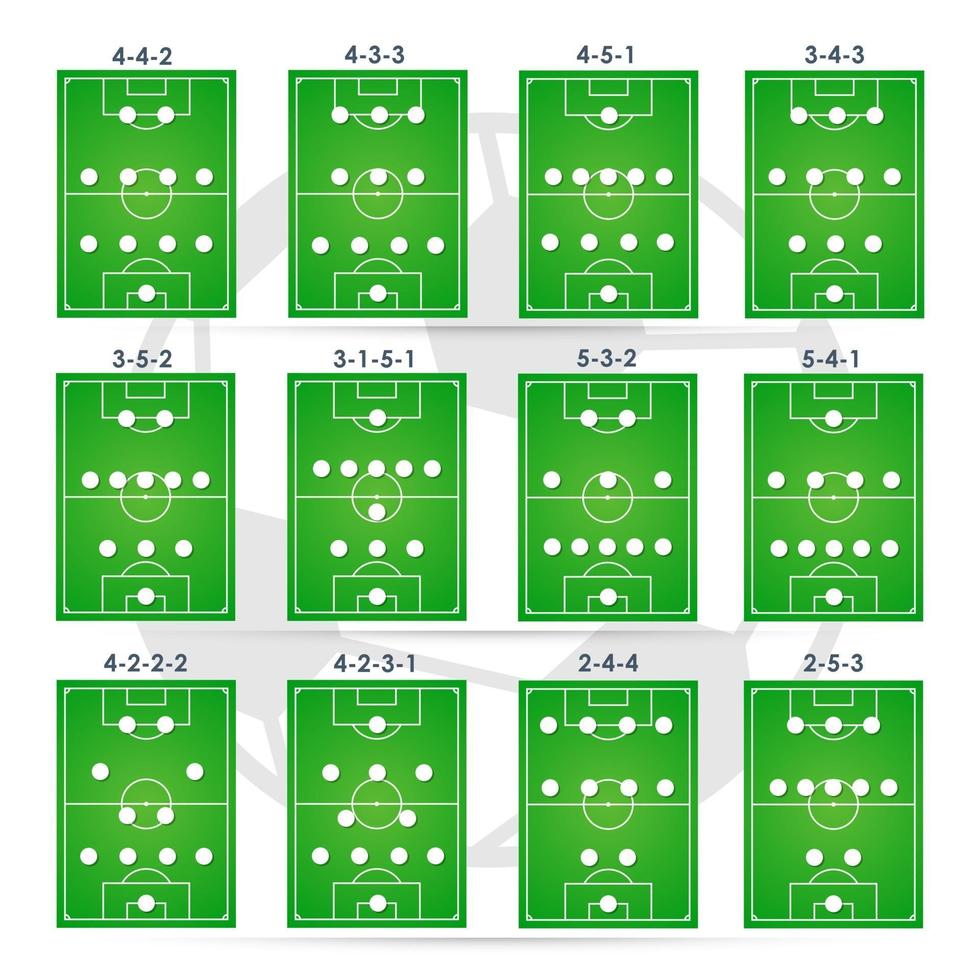 tácticas de formaciones de fútbol. puesto de planificación. ilustración vectorial vector