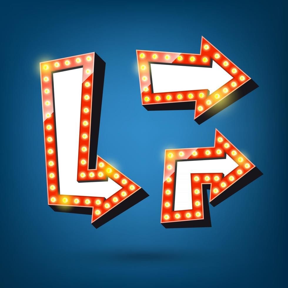 Retro arrow light frames. arrow labels. Vector illustration