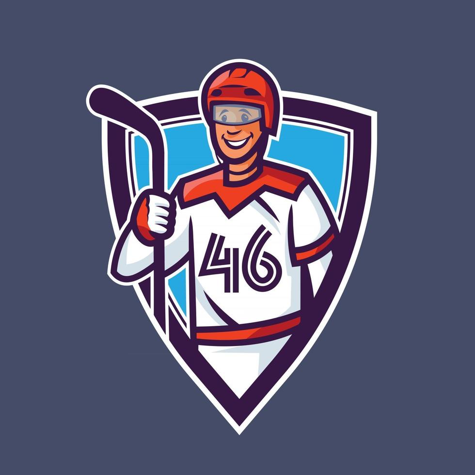 Hockey player holding stick. Sport concept art in cartoon style. vector