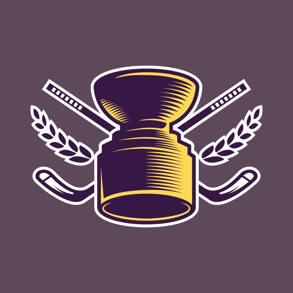 Hockey cup with sticks. Sport concept art in cartoon style. vector