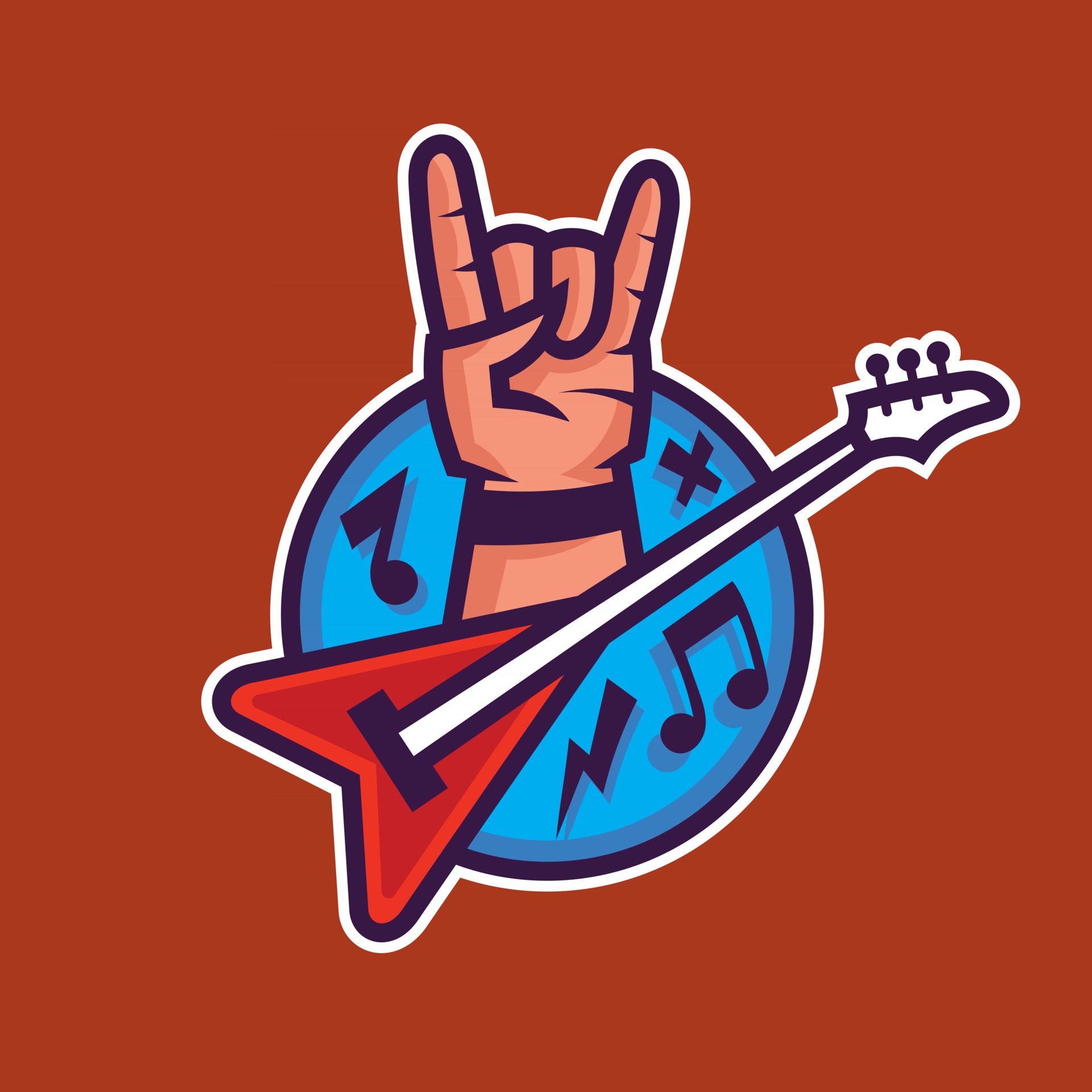 Symbol of rock'n'roll. Concept art of rock music in cartoon style. 2991596  Vector Art at Vecteezy