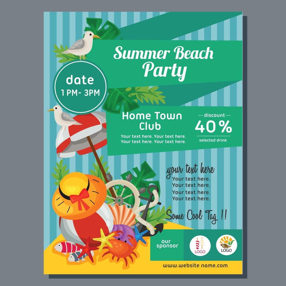 colorful summer beach party poster marine vector