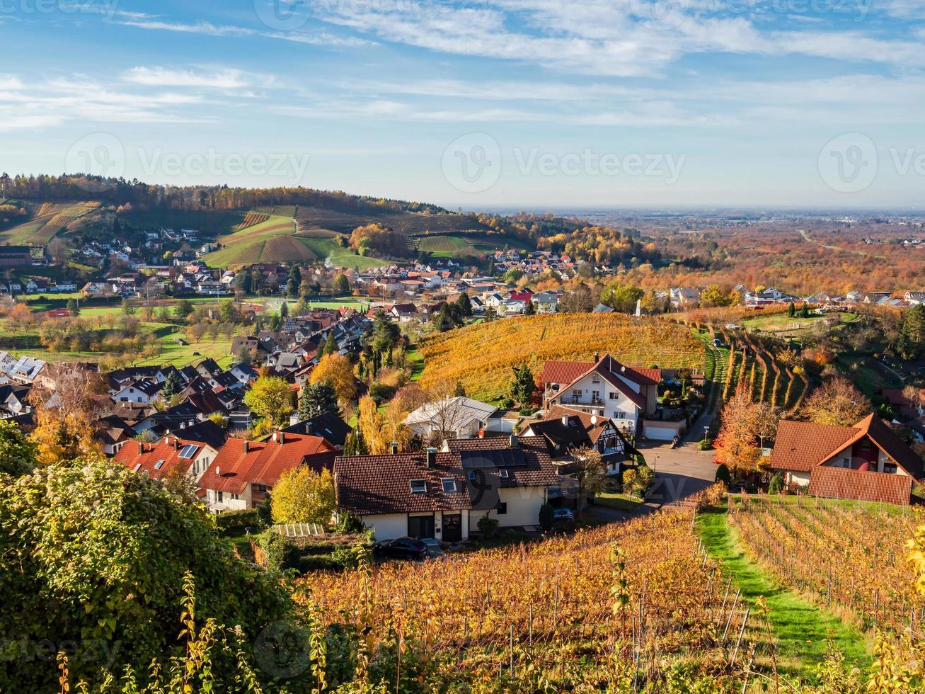 Aerial view of Kappelrodeck in the Black Forest mountains, Germany photo