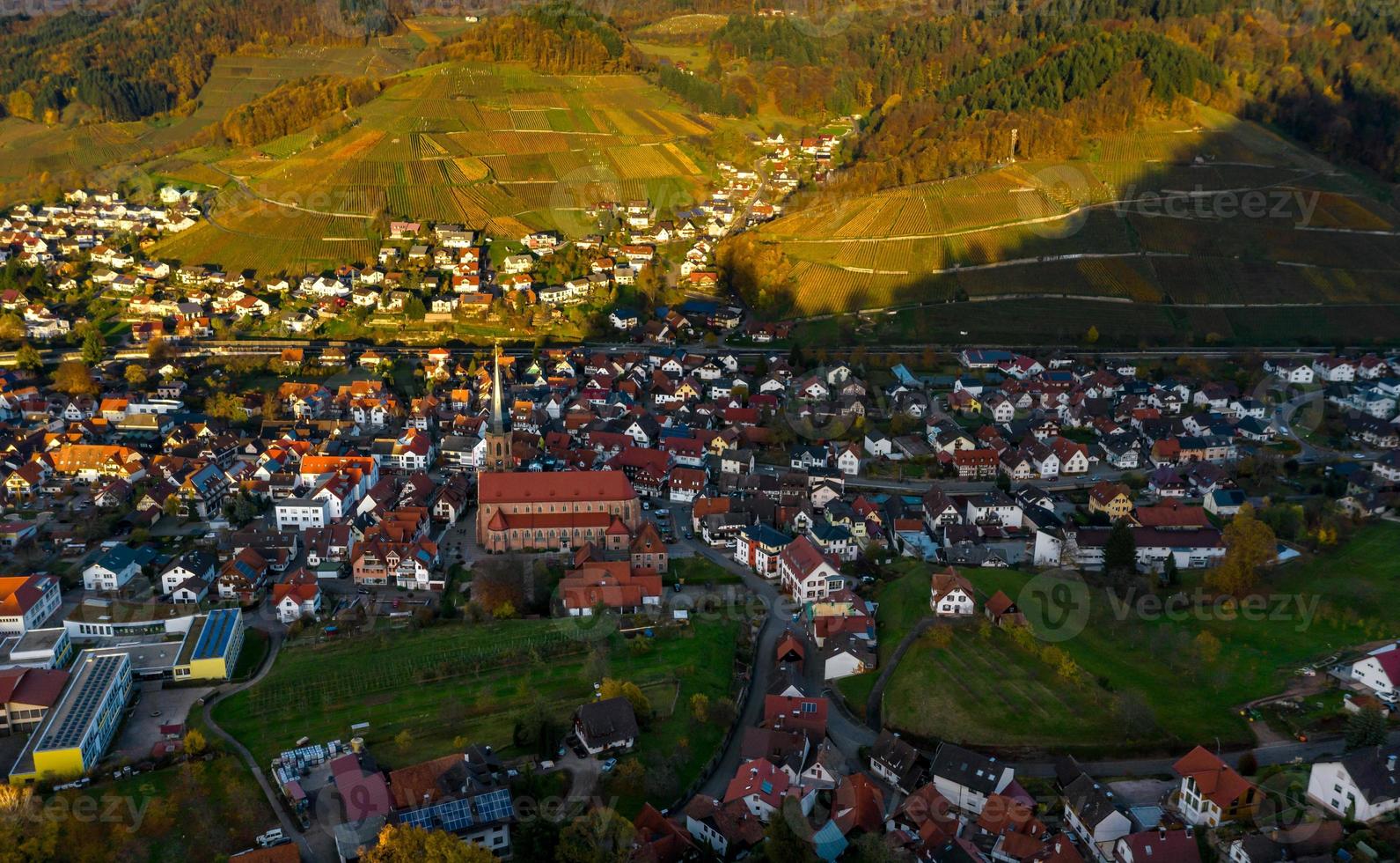 Aerial view of Kappelrodeck in the Black Forest mountains, Germany photo