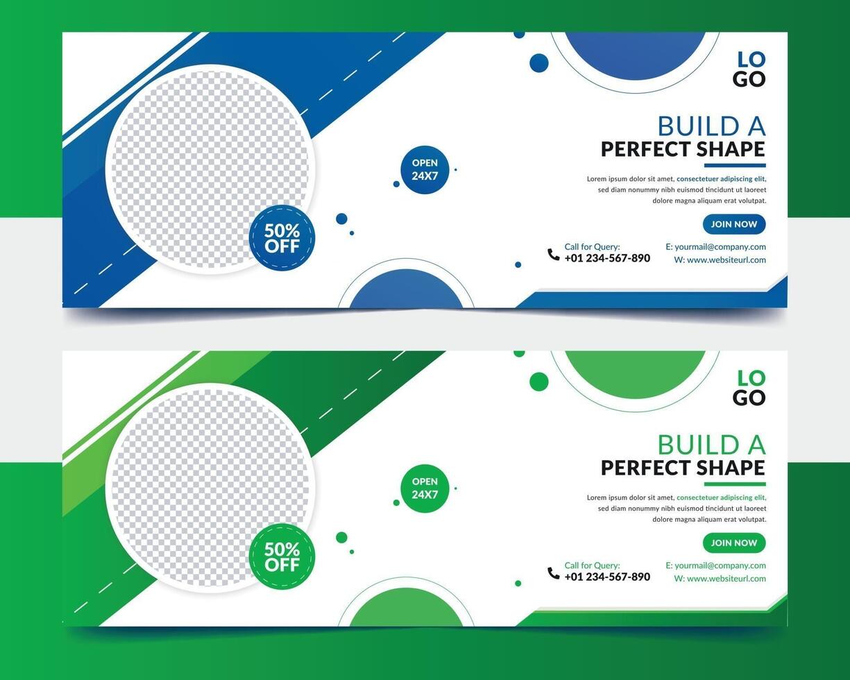 Creative gym fitness banner design template vector