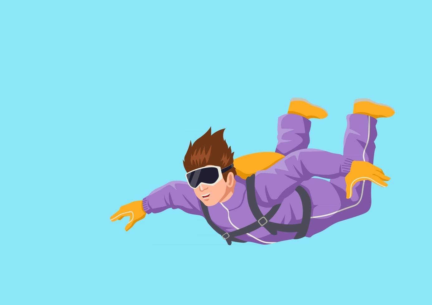 Cartoon illustration of a man sky diving vector