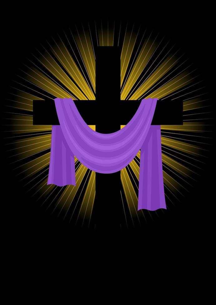 Illustration of a cross with purple sash vector