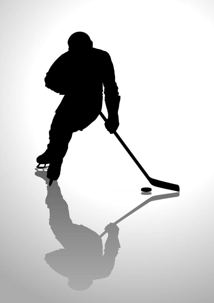 Silhouette illustration of a hockey player vector