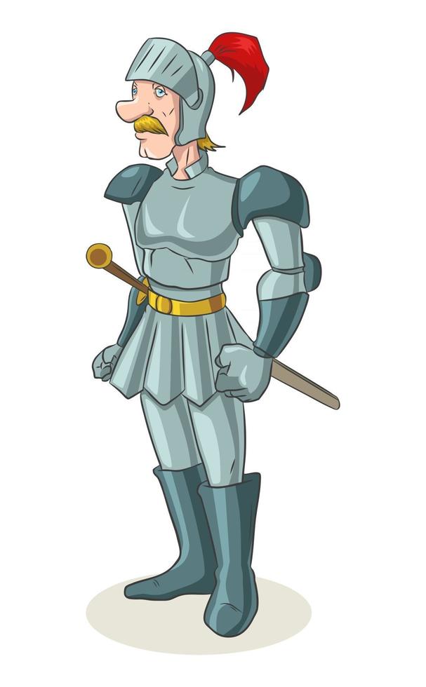 Cartoon illustration of an old medieval knight vector