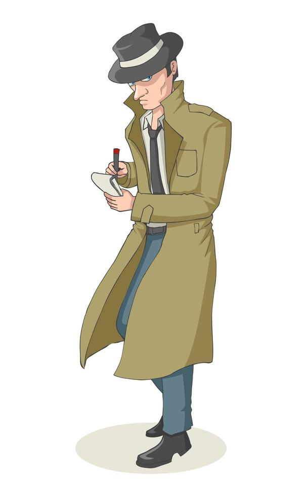 Cartoon illustration of a detective vector