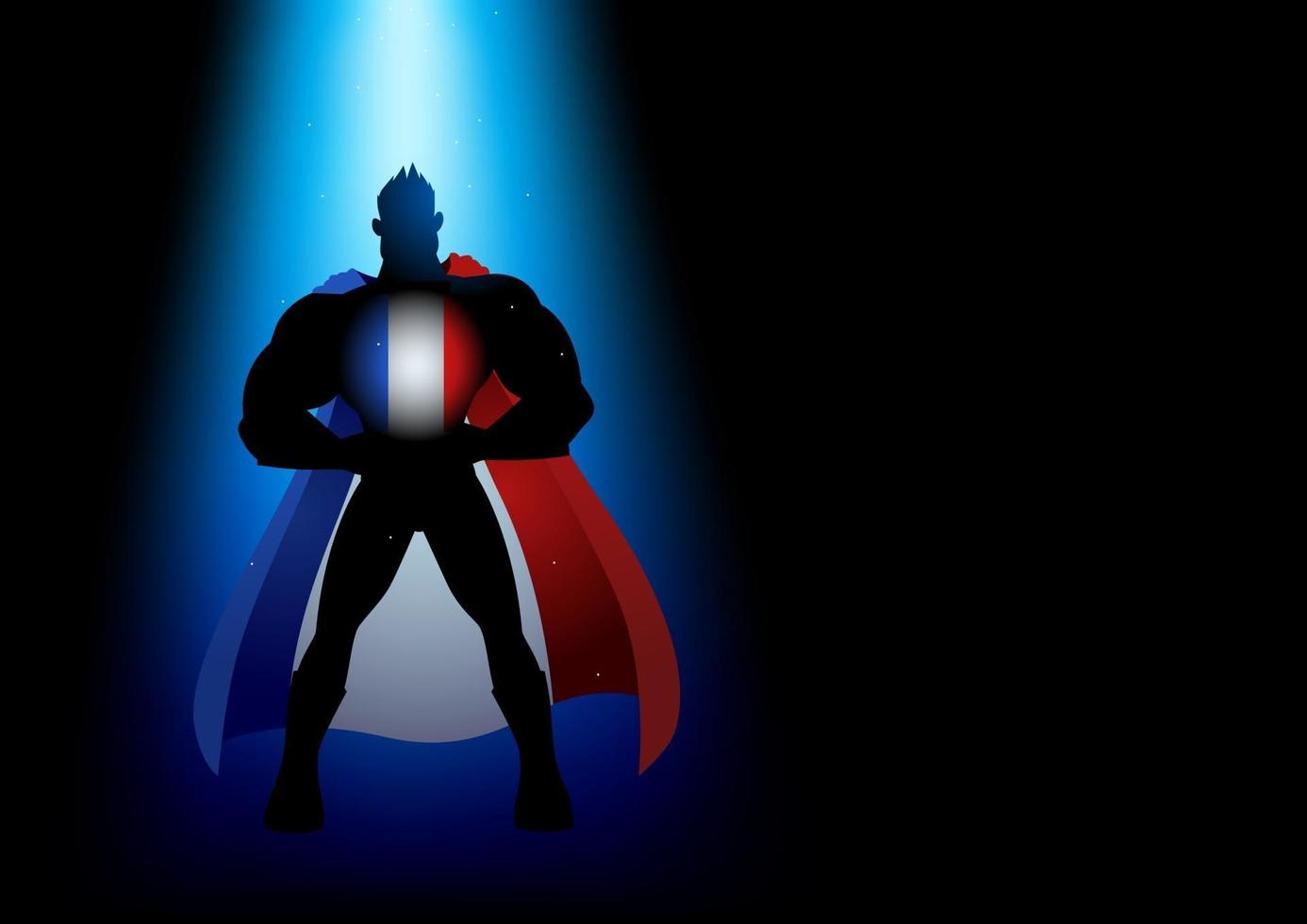 Silhouette of a superhero under blue light vector