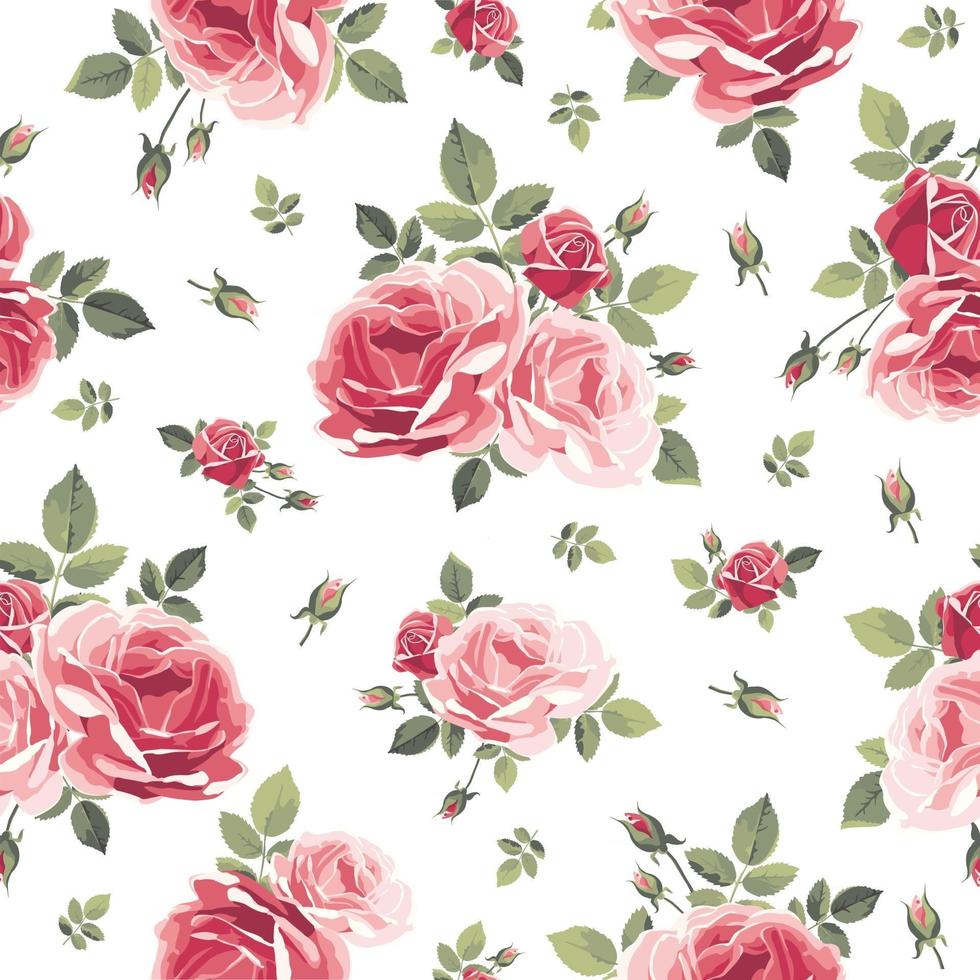 Seamless pattern with roses. Vintage floral background. Vector