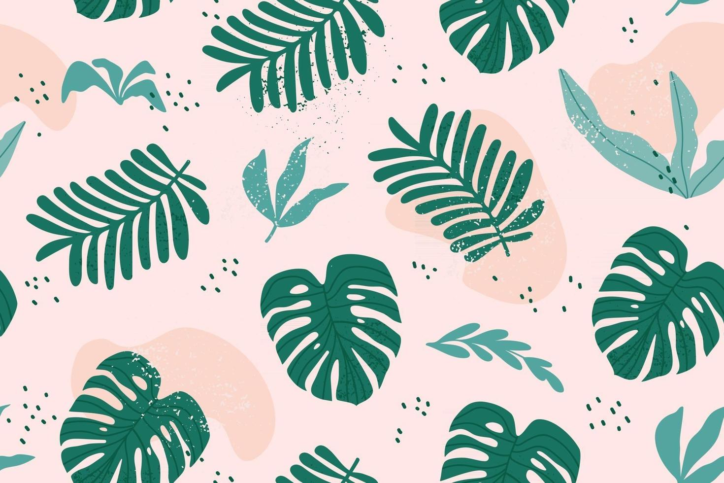 Tropical seamless pattern with monstera and exotic leaves. Vector