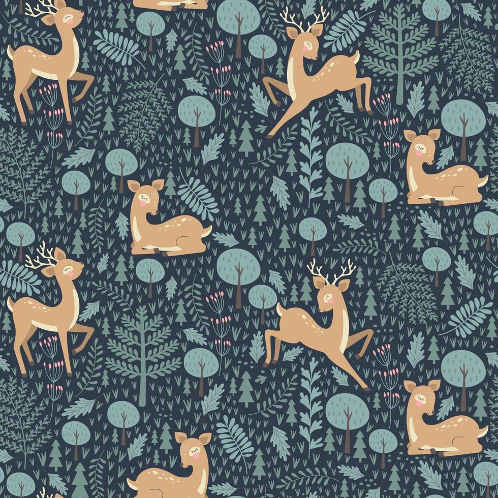 Seamless pattern with christmas deer. Vector