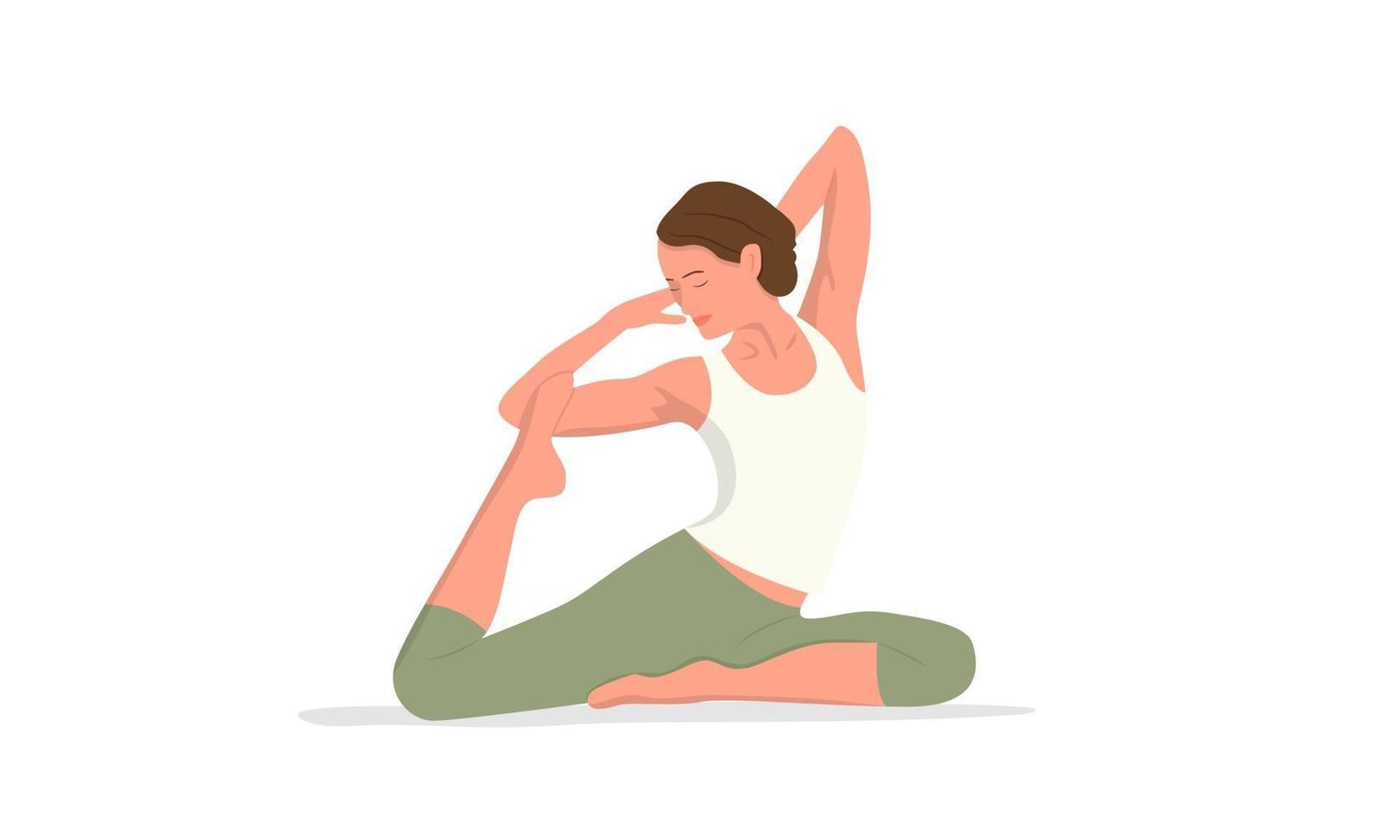 mujer de yoga. yoga chica aislado en el blanco. ilustración vectorial vector