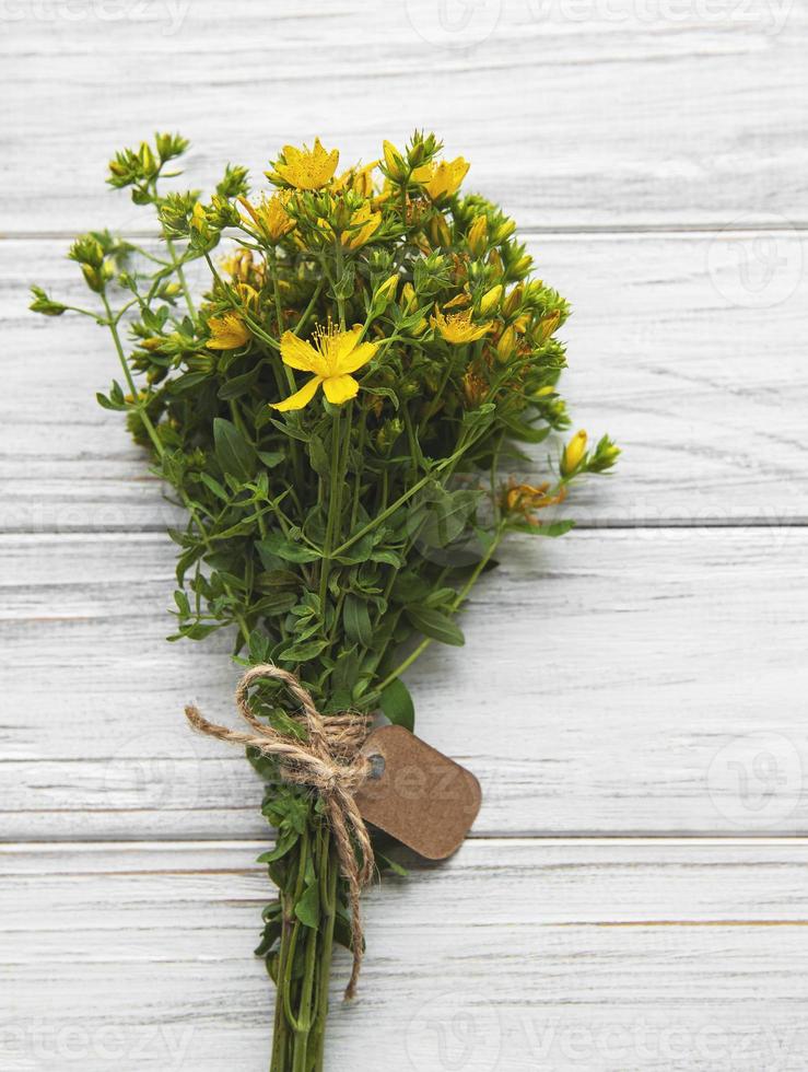 Bunch of St. John's wort  on a table photo