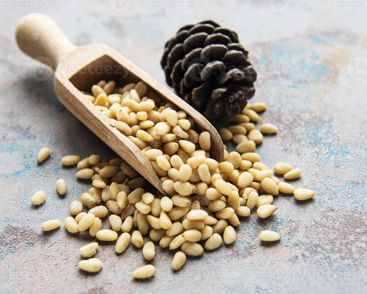 Pine nuts on table photo