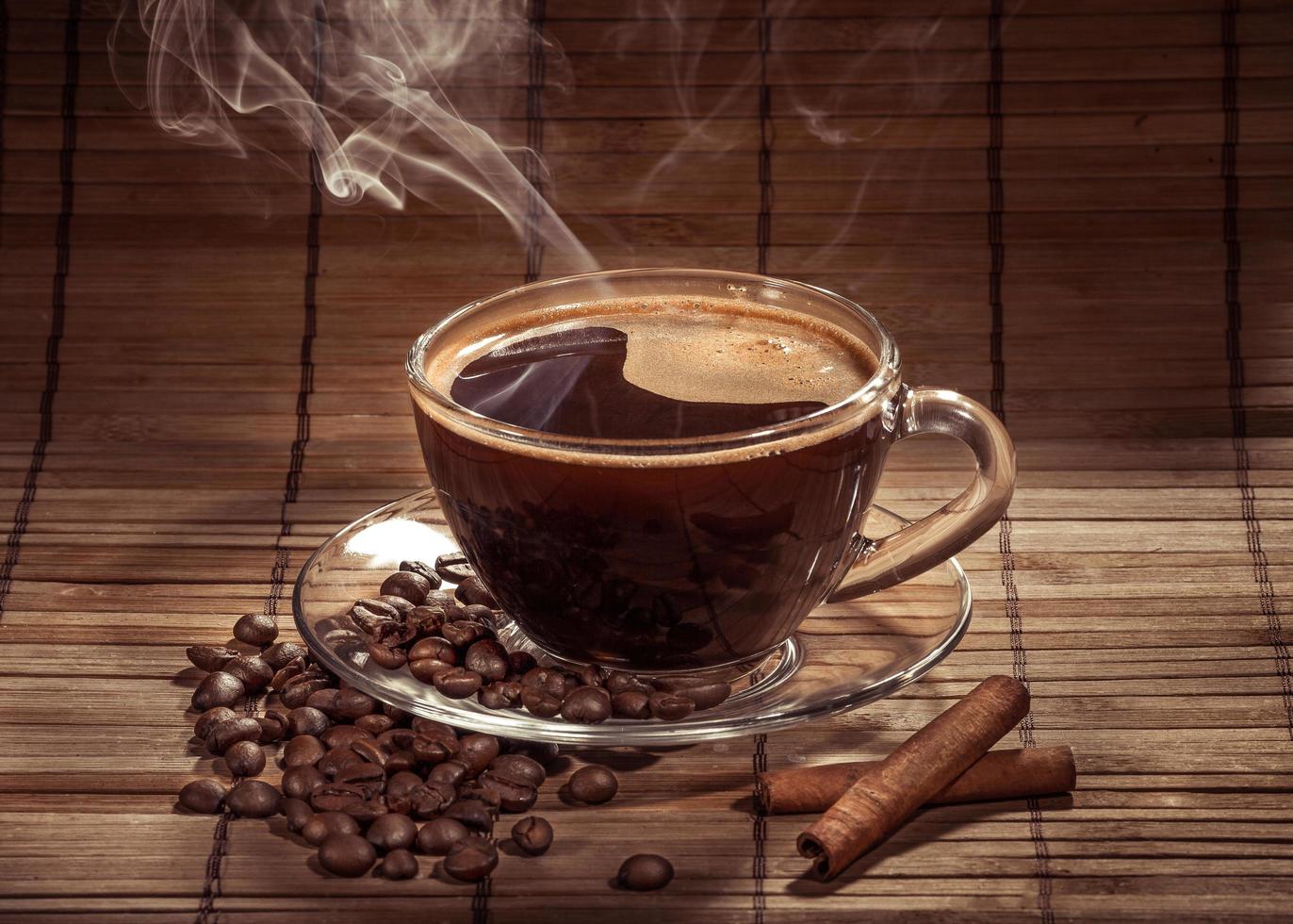 Steaming cup of coffee photo
