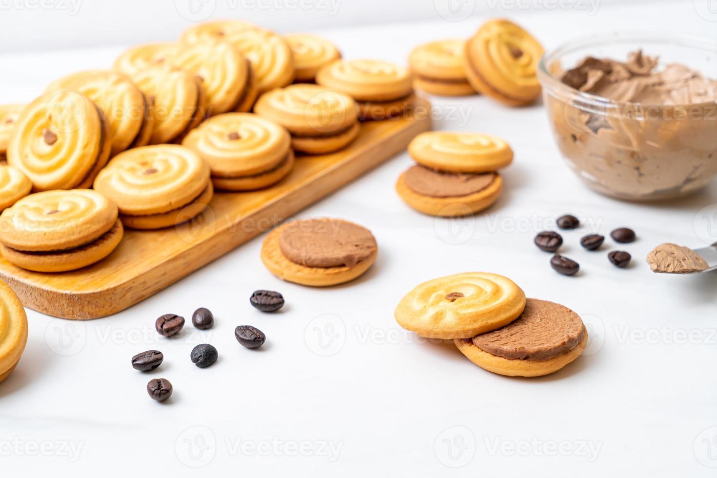 Sandwich cookies with coffee cream photo