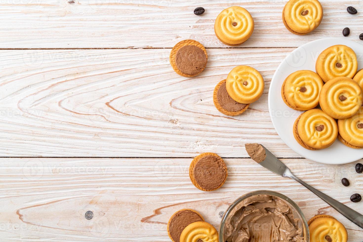 Sandwich cookies with coffee cream photo