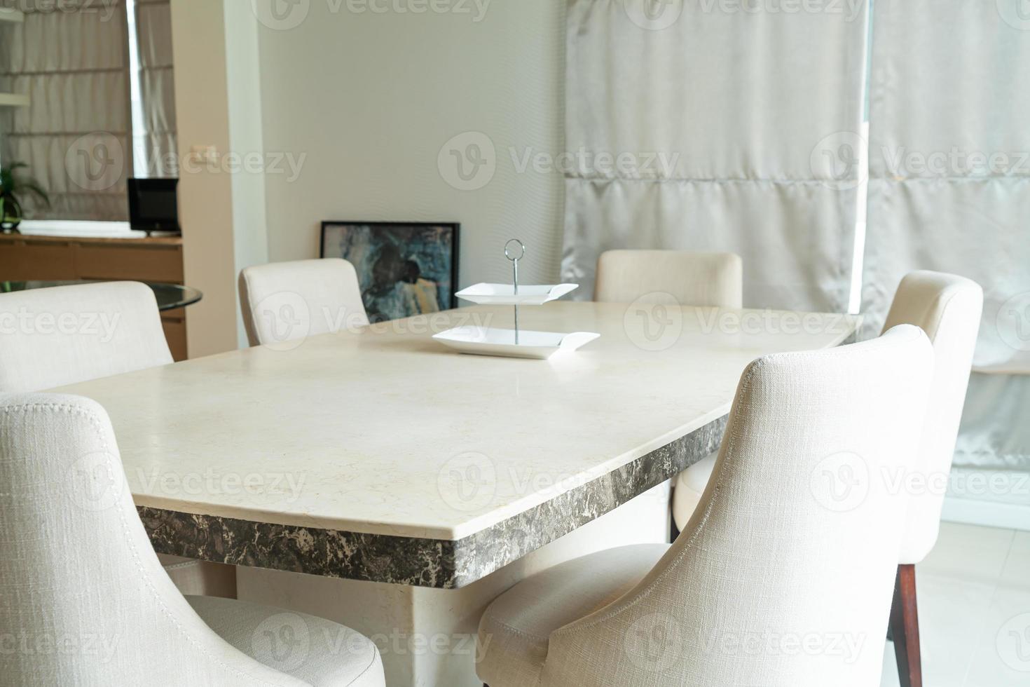 Dining table in dining room at home photo