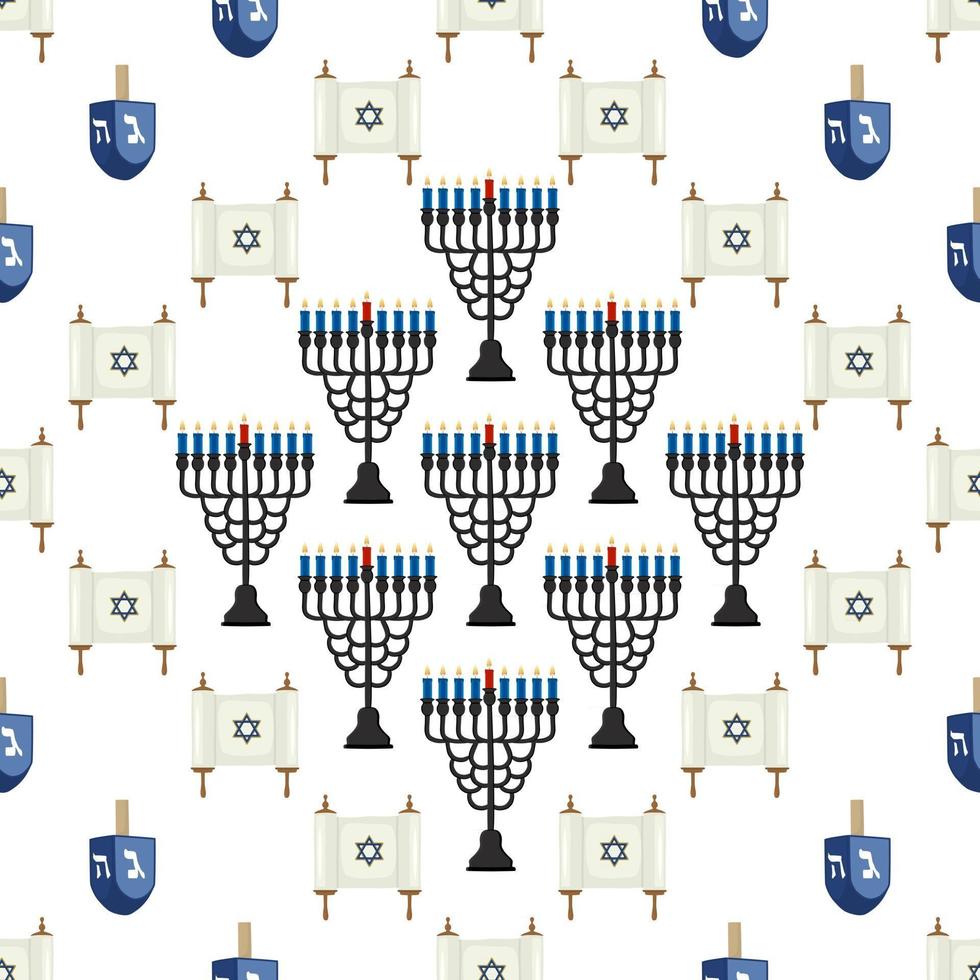 Ilustración sobre el tema de la menorah de patrón de colores grandes vector