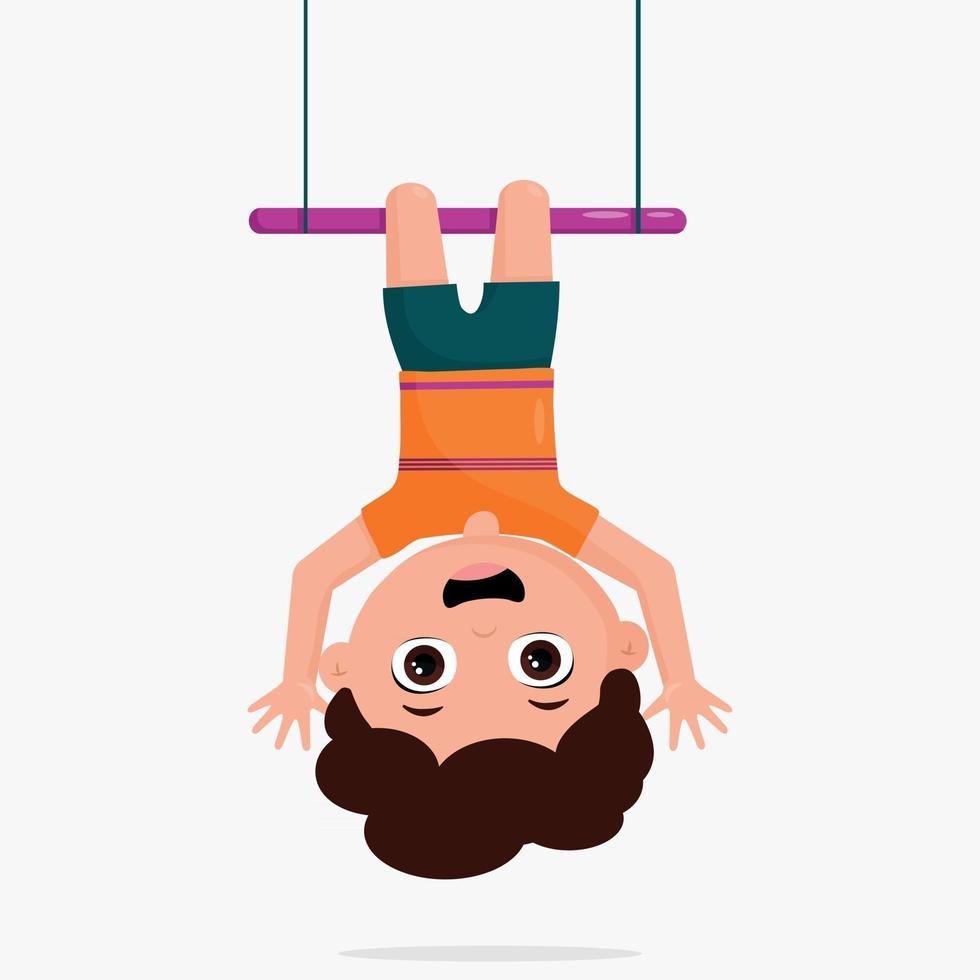 Cute child on a trapeze vector