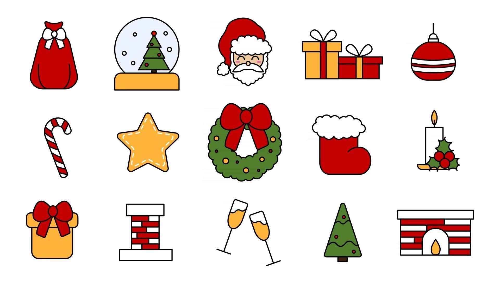 Set of vector elements for the celebration of Christmas and New Year