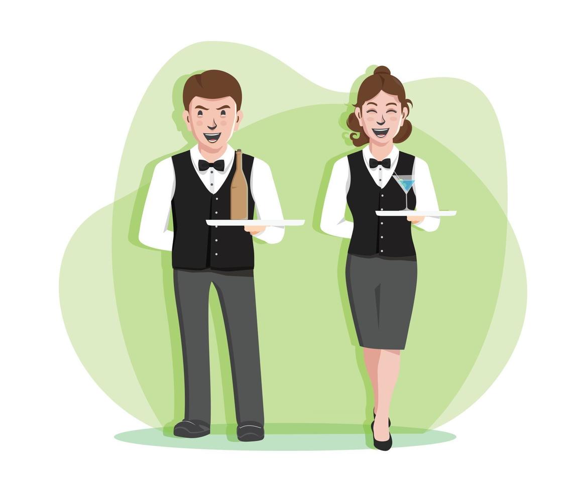 waiter or waitress  Vector Illustration