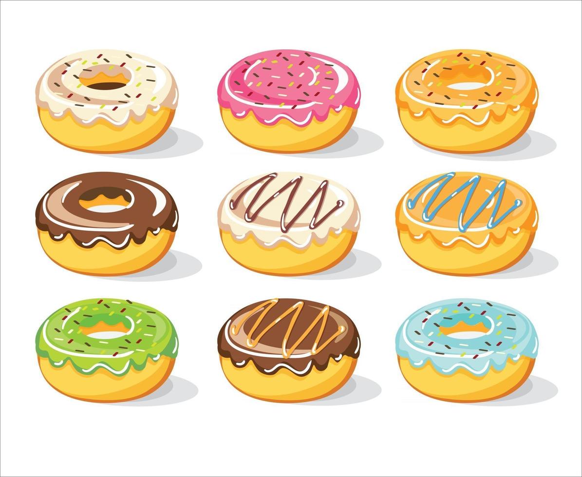 Donuts dulces vector set collection, ilustración vectorial