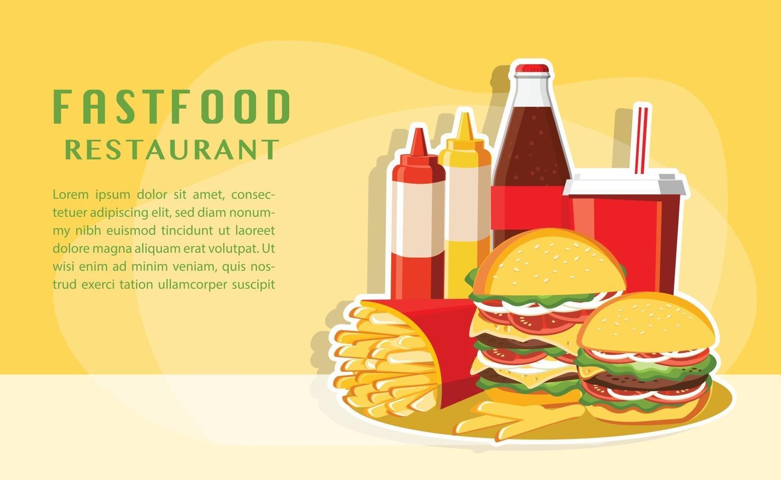 Fast food, Tasty set fast food vector isolated on white background