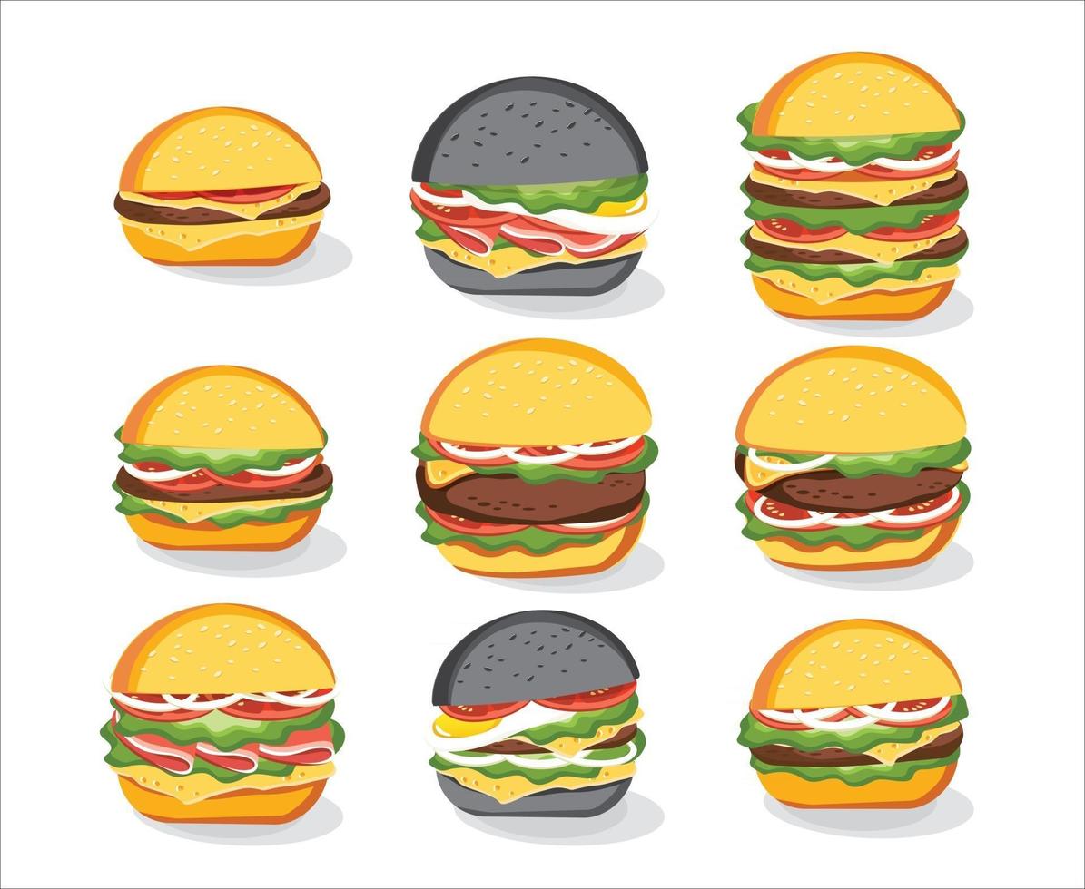 Burger sandwich, Fast food menu. Hamburger, Vector illustration