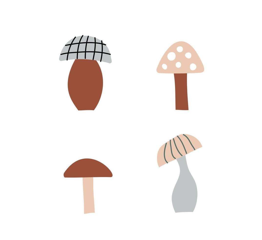 Mushroom set of vector illustrations isolated on white.