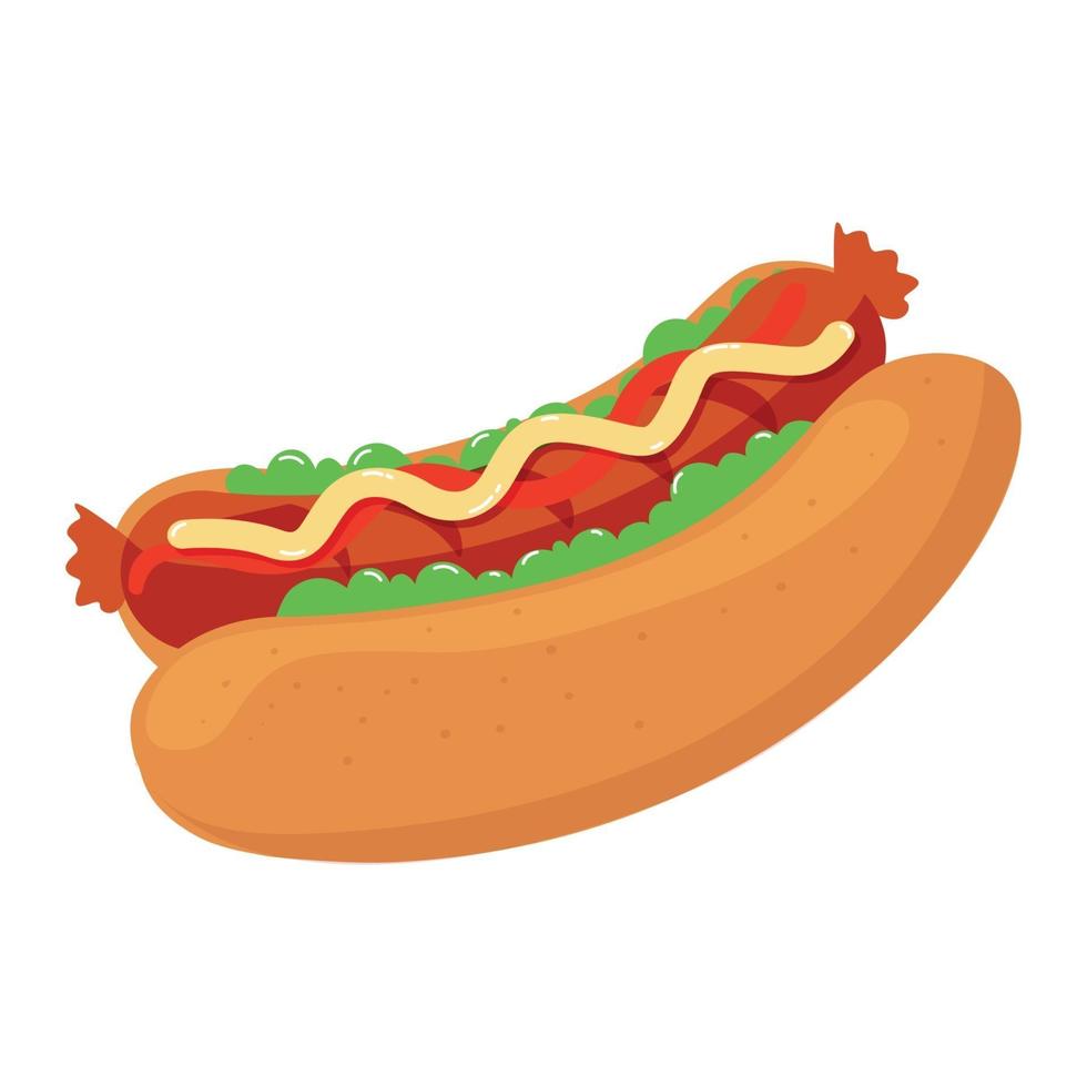 Realistic Sandwich with Sausage and Fresh Vegetables - Vector