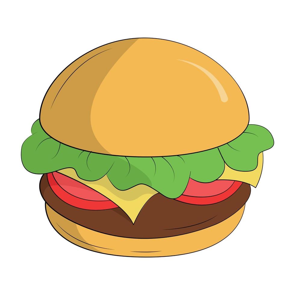 Hamburguesa grande realista sobre fondo blanco - vector