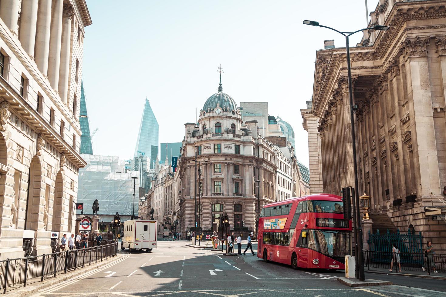 LONDON, UNITED KINGDOM - AUG 27 2019 - This is a street in the City of London financial district photo