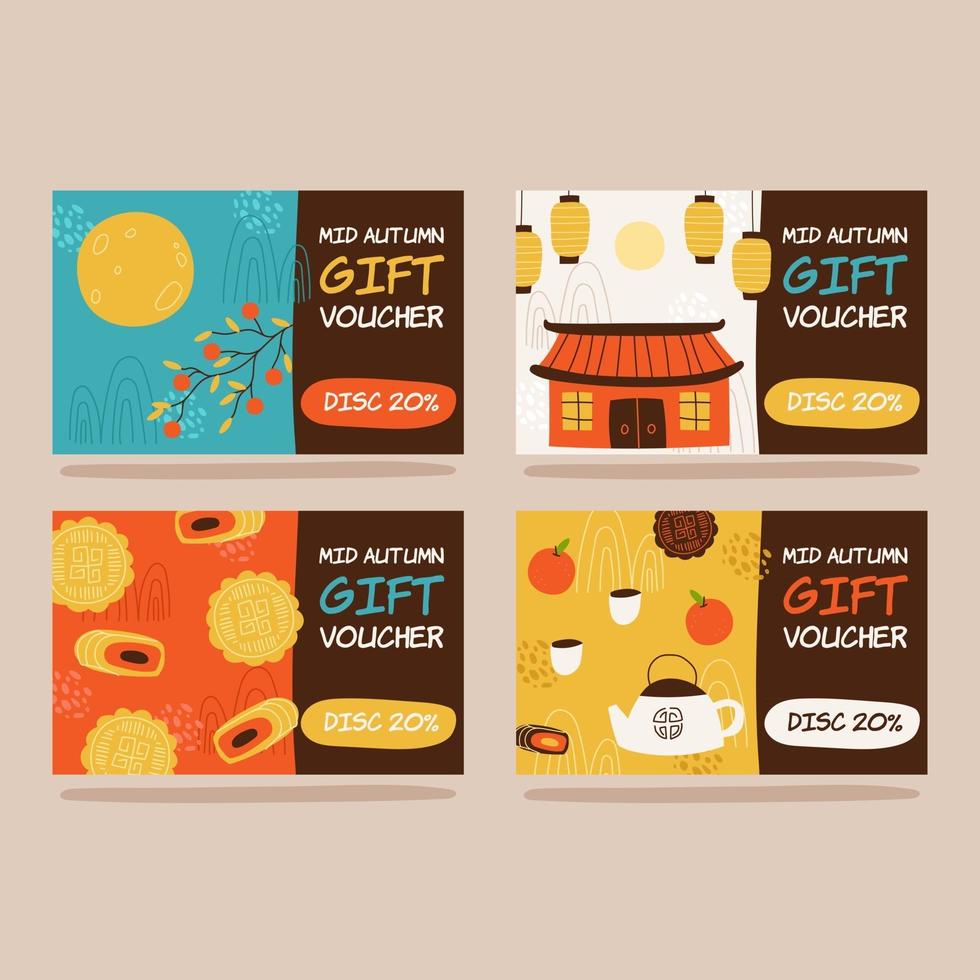 Handdrawn Mid Autumn Card Pack vector