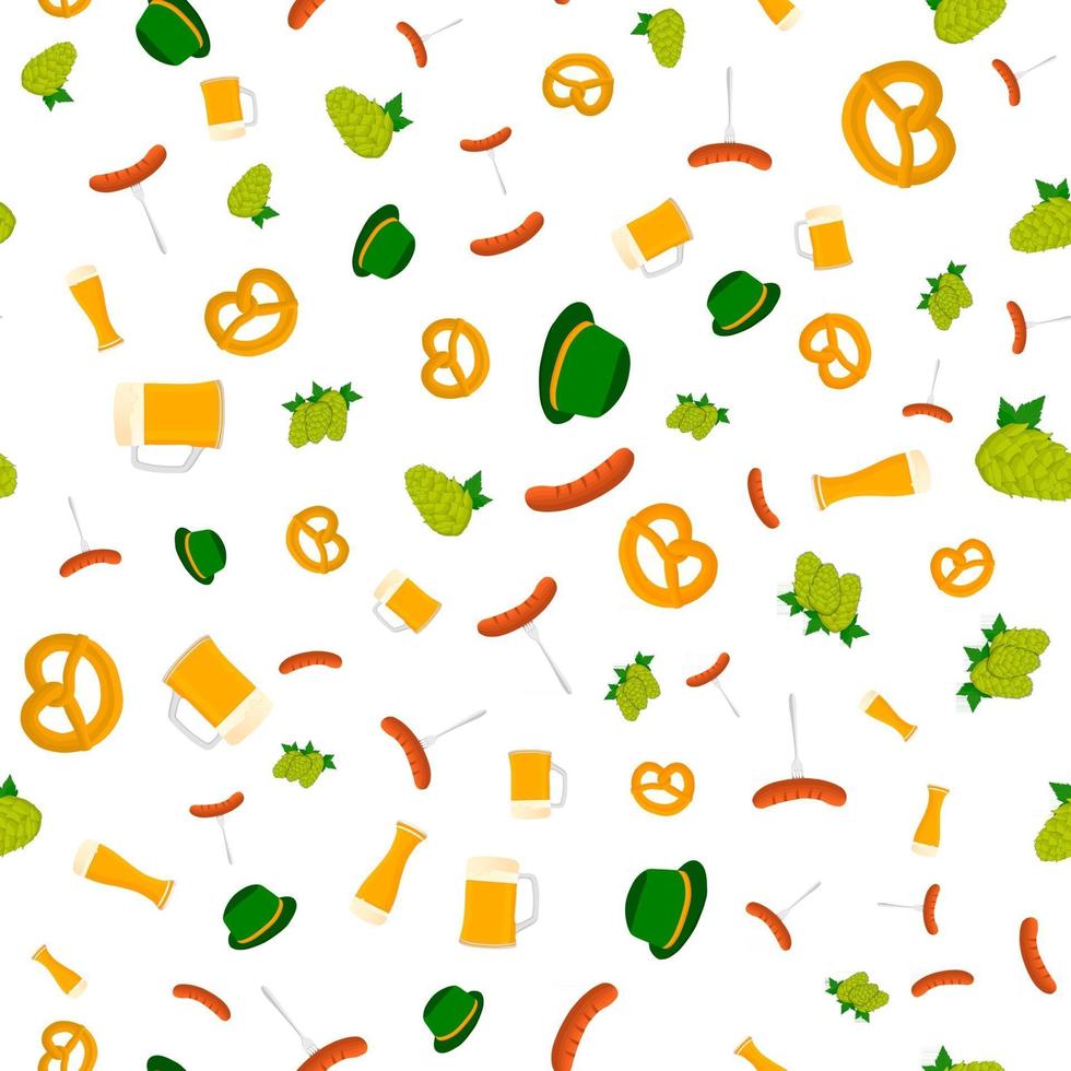 Ilustración sobre el tema Oktoberfest patrón de color grande vector