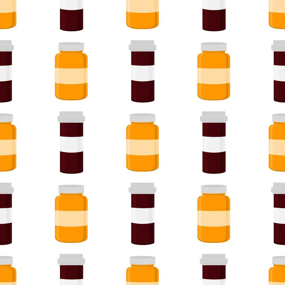 Gran conjunto de colores diferentes tipos de píldoras dentro del tarro cerrado vector