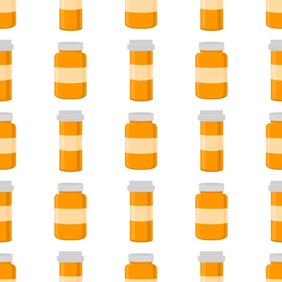 Gran conjunto de colores diferentes tipos de píldoras dentro del tarro cerrado vector