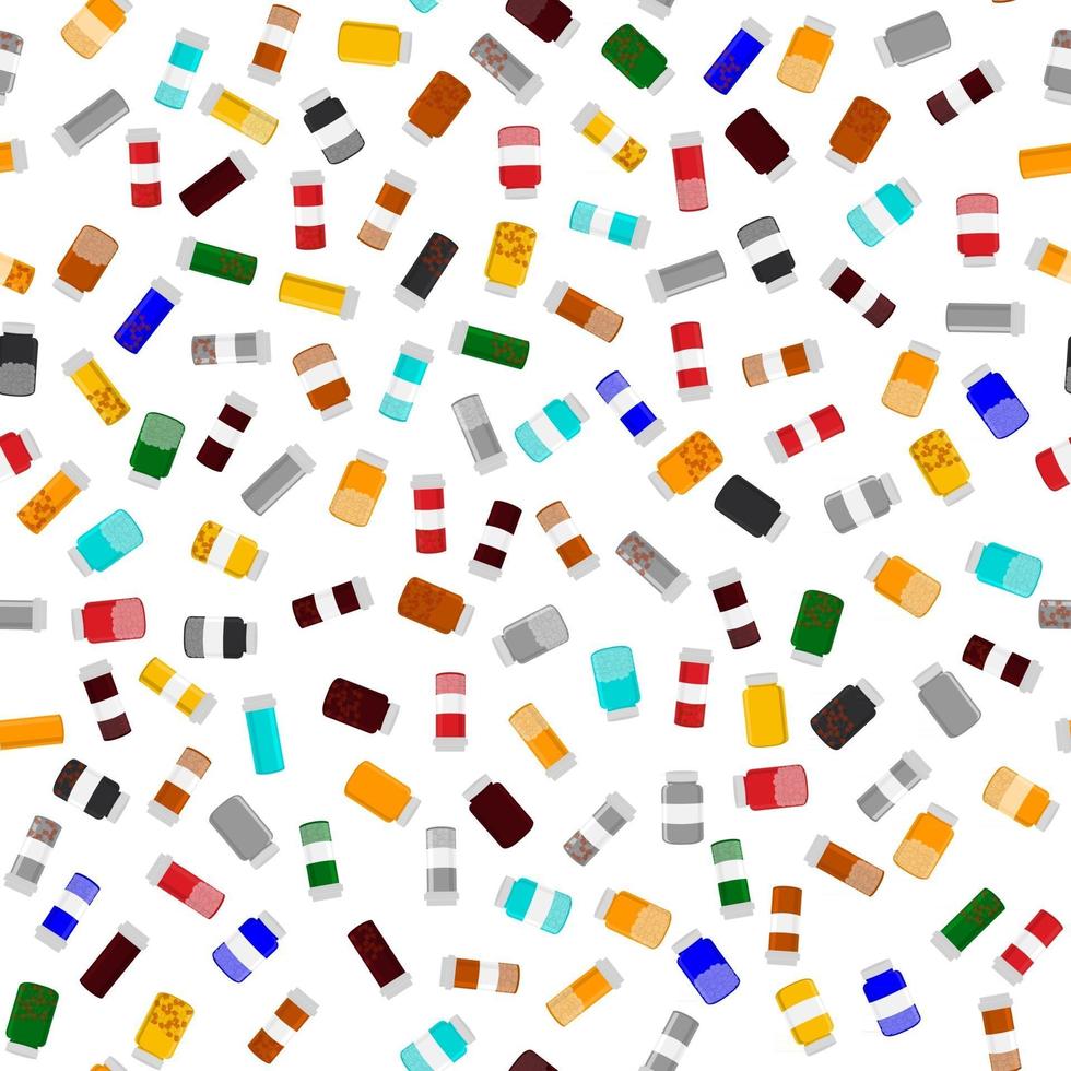 big colored set different types of pills inside close jar vector