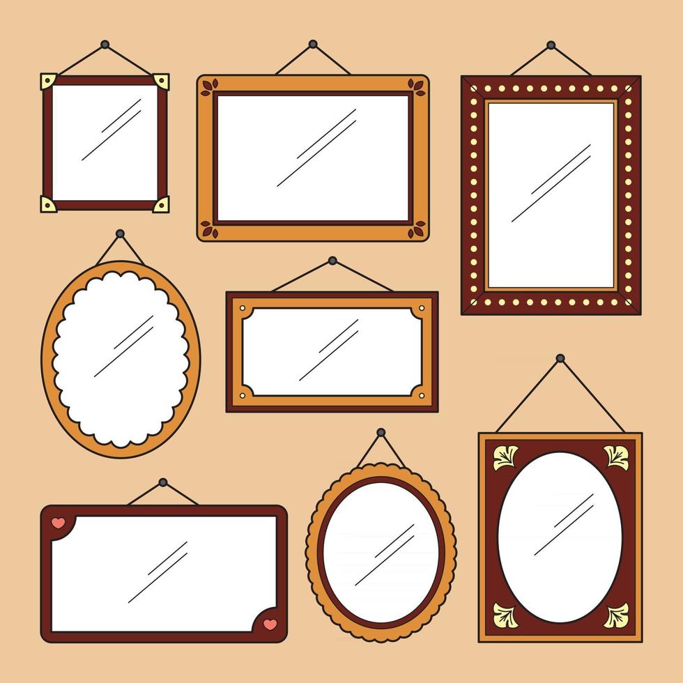 A Wall of Decorated Mirror Frames vector