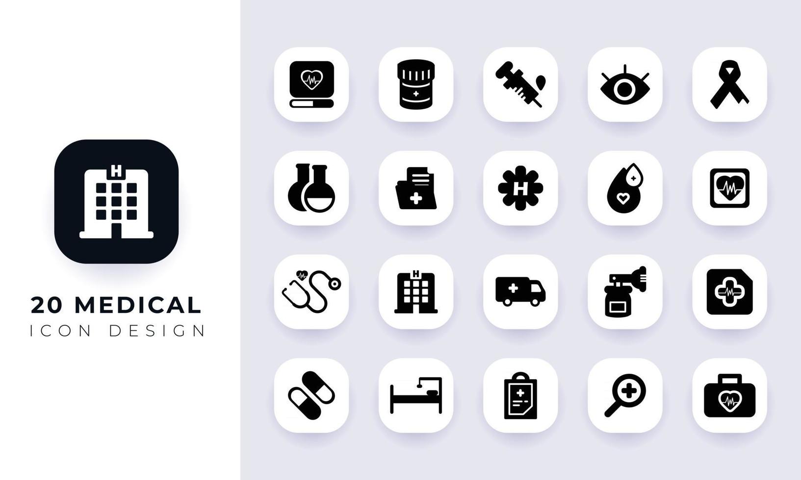 Minimal flat medical icon pack. vector