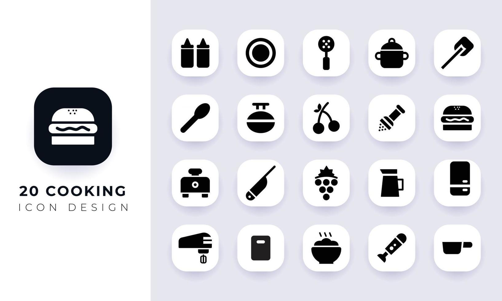 Minimal flat cooking icon pack. vector