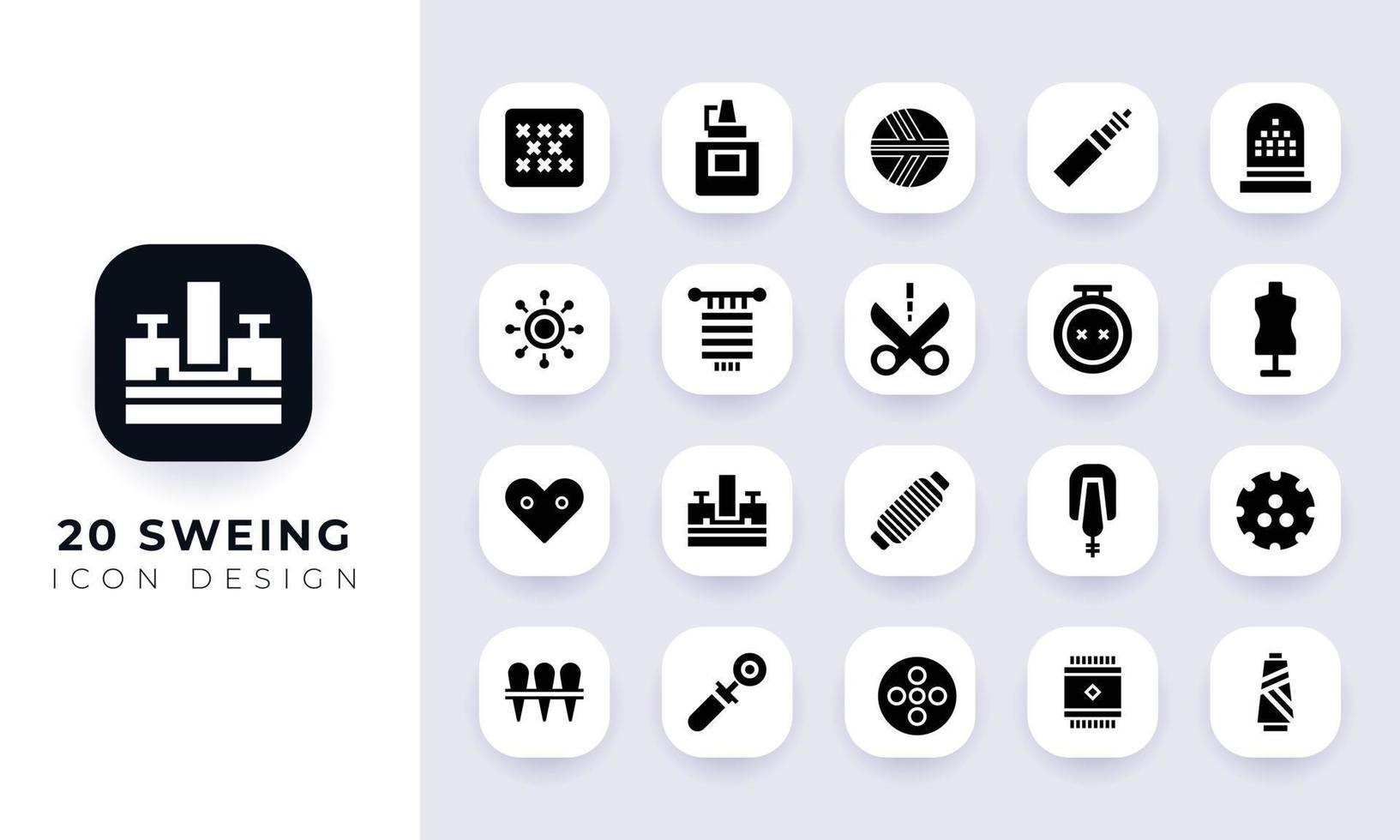 Minimal flat sewing icon pack vector