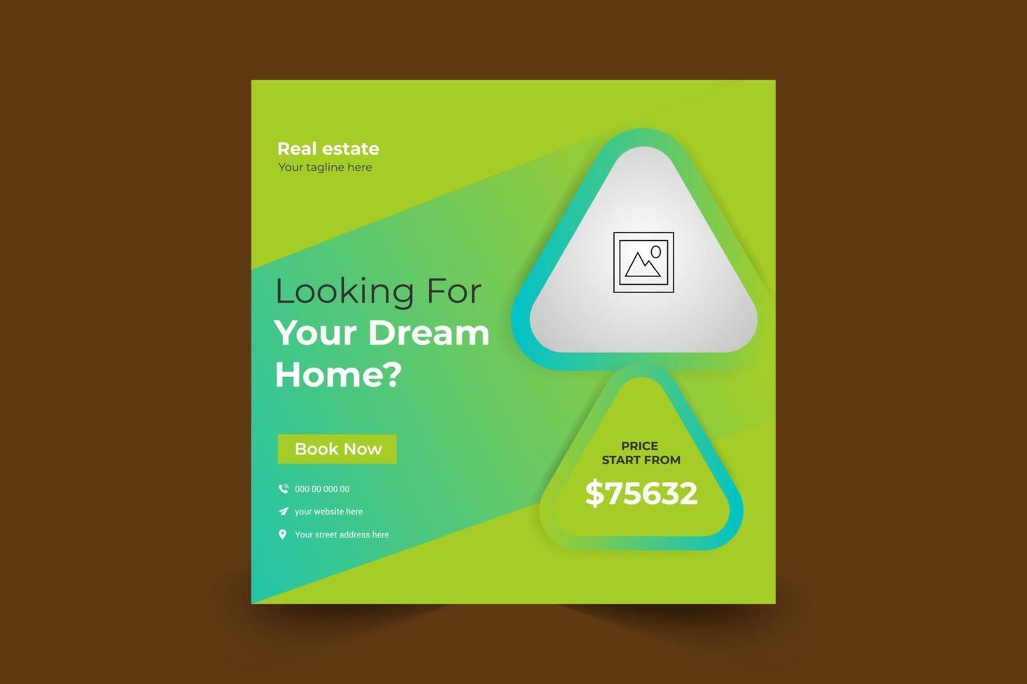 Real Estate Social Media Post Template, Editable Banner Template vector