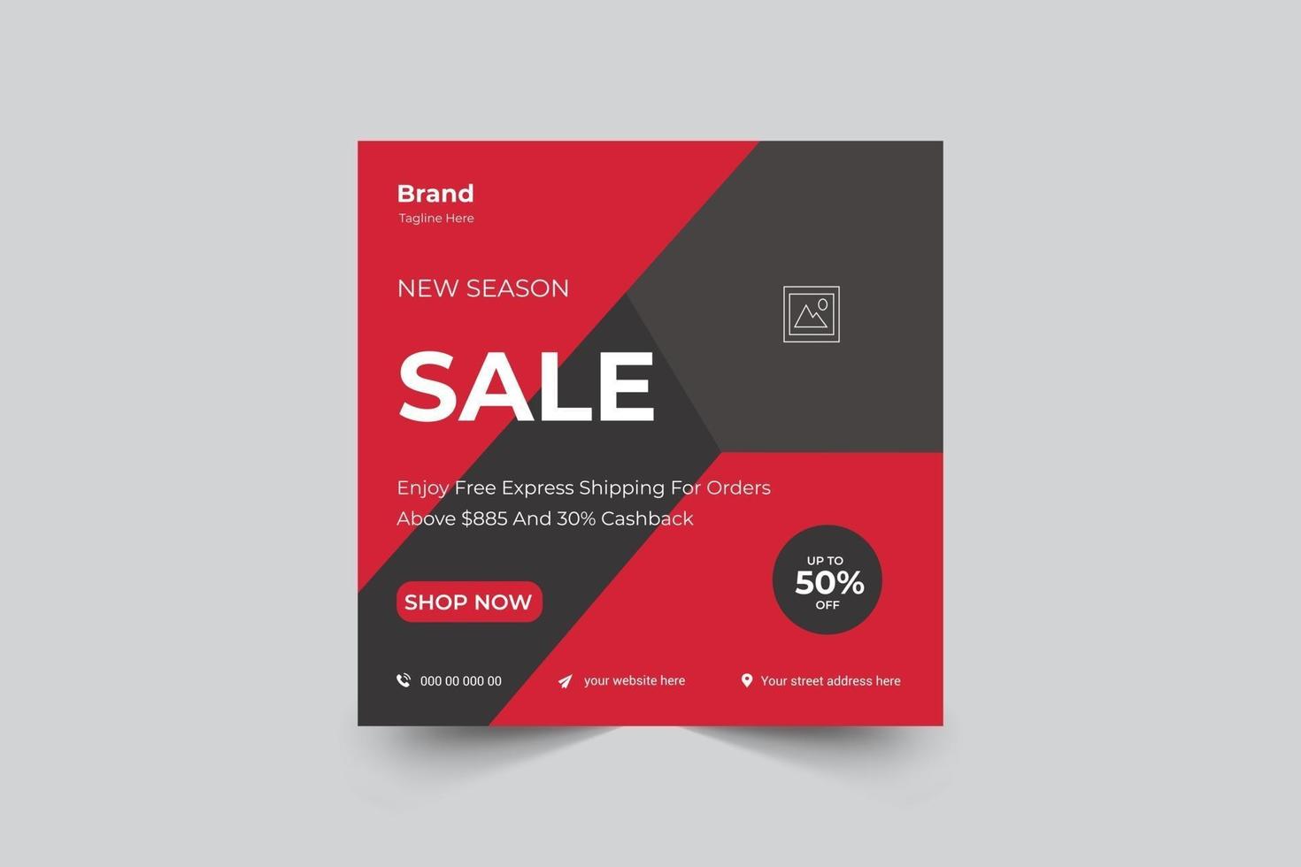 Sales banner and square flyer poster vector