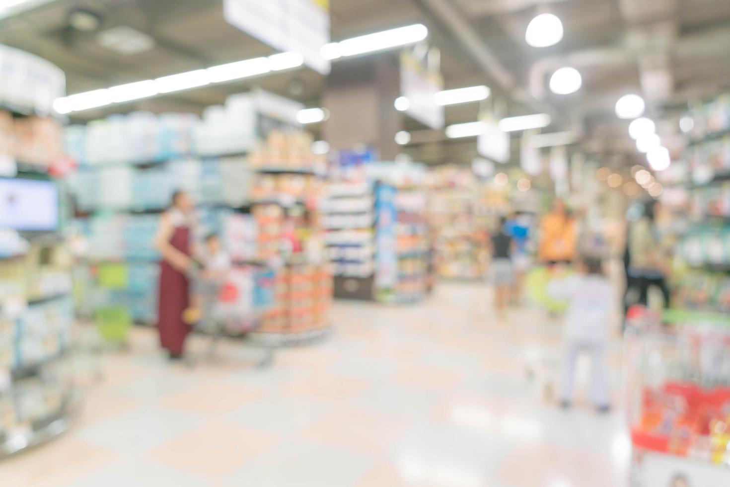 Abstract blur in supermarket for background photo